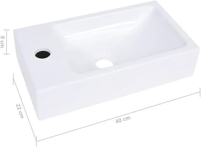 Alt view image 14 of 14 - vidaXL Wash Basin 15.7"x8.7"x3.5" SMC White