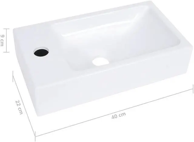 Alt view image 12 of 14 - vidaXL Wash Basin 15.7"x8.7"x3.5" SMC White