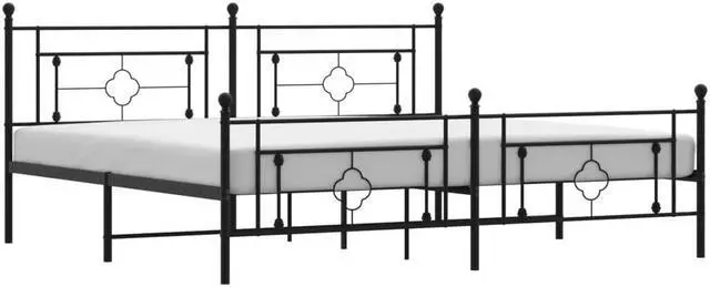 Alt view image 2 of 7 - vidaXL 10'' King Metal Bed Frames with Headboard and Footboard, Platform Bed Frame with Strong Metal Slats Support, Under Bed Storage, Noise Free, Black, without Mattress