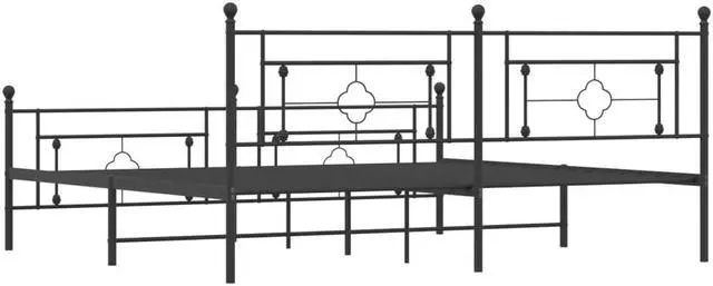 Alt view image 7 of 7 - vidaXL 10'' King Metal Bed Frames with Headboard and Footboard, Platform Bed Frame with Strong Metal Slats Support, Under Bed Storage, Noise Free, Black, without Mattress