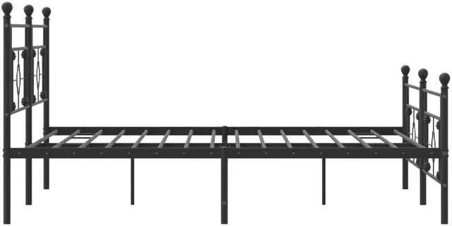 Alt view image 6 of 7 - vidaXL 10'' King Metal Bed Frames with Headboard and Footboard, Platform Bed Frame with Strong Metal Slats Support, Under Bed Storage, Noise Free, Black, without Mattress