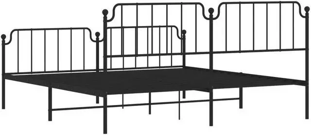 Alt view image 7 of 7 - vidaXL King Metal Bed Frame with Headboard and Footboard, Under Bed Storage Space, Sturdy Steel Construction and Easy Assembly, Minimalist Style, Black, 12'' High, without Mattress