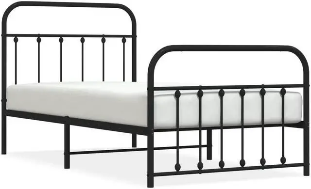 Alt view image 2 of 7 - vidaXL 12 Inch Twin Metal Bed Frame with Headboard & Footboard, No Box Spring Needed, Noise Free Platform Bed Frame with Steel Slats, Easy Assembly, Under Bed Storage, Minimalist, Black