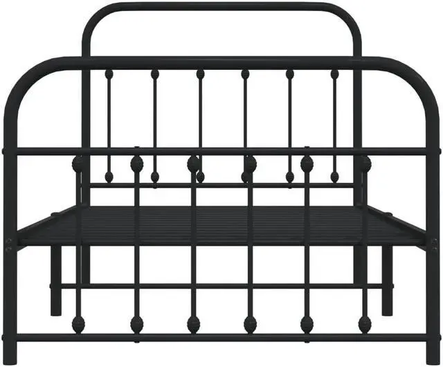 Alt view image 6 of 7 - vidaXL 12 Inch Twin Metal Bed Frame with Headboard & Footboard, No Box Spring Needed, Noise Free Platform Bed Frame with Steel Slats, Easy Assembly, Under Bed Storage, Minimalist, Black