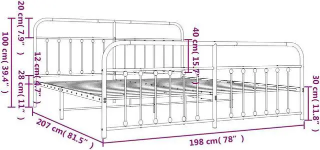 Alt view image 4 of 7 - vidaXL 12 Inch King Metal Bed Frame with Headboard & Footboard, No Box Spring Needed, Noise Free Platform Bed Frame with Steel Slats, Easy Assembly, Under Bed Storage, Minimalist, Black