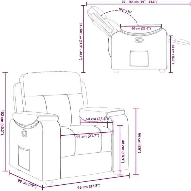 Alt view image 4 of 6 - vidaXL Recliner Chair Dark Gray Fabric reclining chair reclining armchair