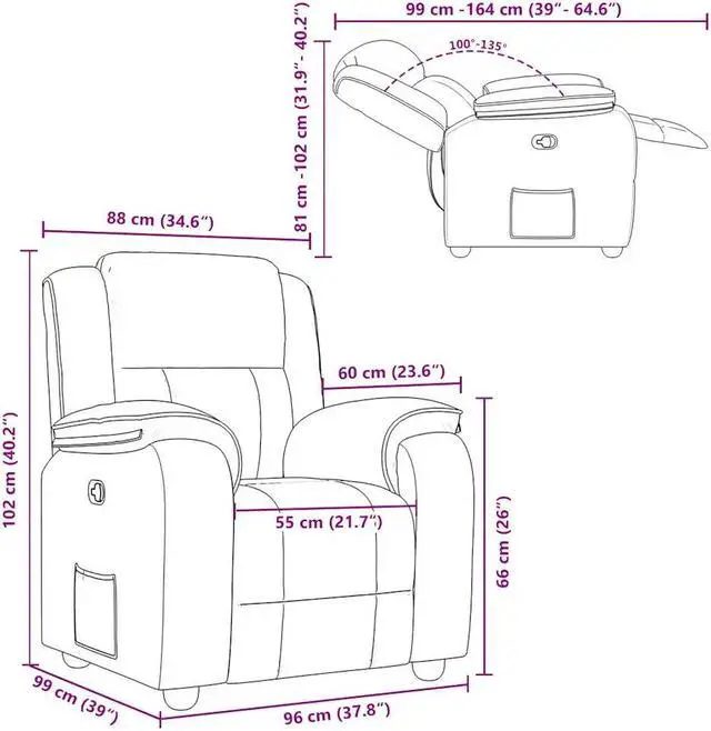 Alt view image 4 of 6 - vidaXL Recliner Chair Dark Gray Fabric reclining chair reclining armchair