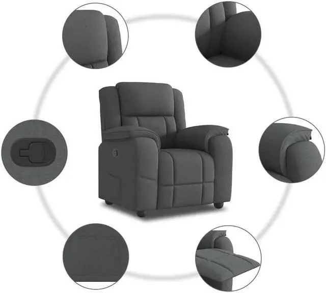 Alt view image 6 of 6 - vidaXL Recliner Chair Dark Gray Fabric reclining chair reclining armchair