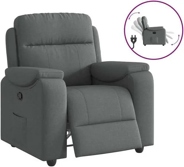 Alt view image 2 of 6 - vidaXL Recliner Chair Dark Gray Fabric reclining chair reclining armchair