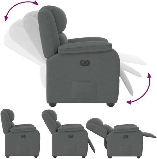 Alt view image 5 of 6 - vidaXL Recliner Chair Dark Gray Fabric reclining chair reclining armchair
