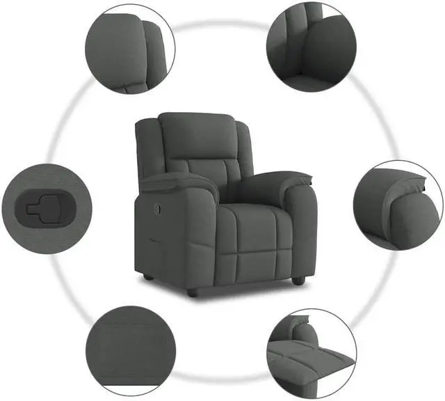 Alt view image 6 of 6 - vidaXL Recliner Chair Dark Gray Fabric reclining chair reclining armchair