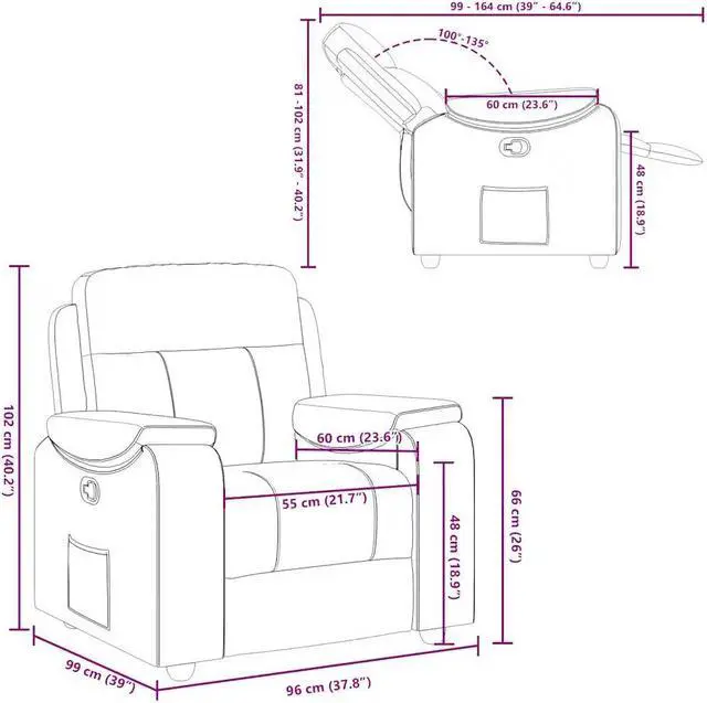 Alt view image 3 of 6 - vidaXL Recliner Chair Dark Gray Fabric reclining chair reclining armchair