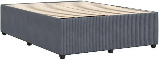 Alt view image 5 of 7 - vidaXL Bed Frame Upholstered Bedstead Mattress Base Dark Gray Queen Velvet
