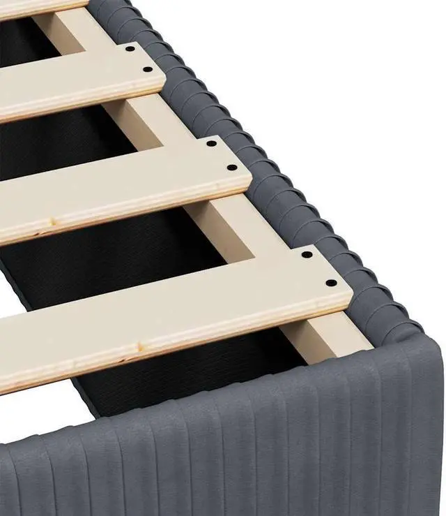 Alt view image 7 of 7 - vidaXL Bed Frame Upholstered Bedstead Mattress Base Dark Gray Queen Velvet