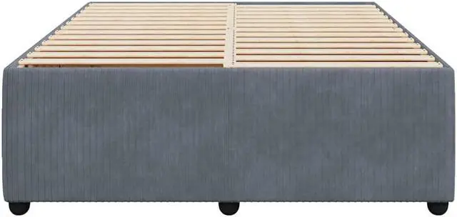 Alt view image 3 of 7 - vidaXL Bed Frame Upholstered Bedstead Mattress Base Dark Gray Queen Velvet