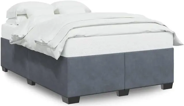 Alt view image 2 of 7 - vidaXL Bed Frame without Mattress Upholstered Bedstead Dark GrayÂ Full Velvet