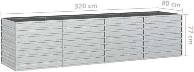Alt view image 4 of 7 - vidaXL Garden Raised Bed Outdoor Patio Planter Pot Galvanized Steel Silver