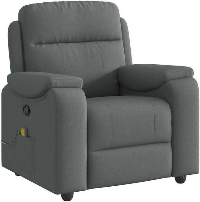 Alt view image 2 of 6 - vidaXL Massage Recliner Chair Dark Gray Fabric massage chair massage recliner