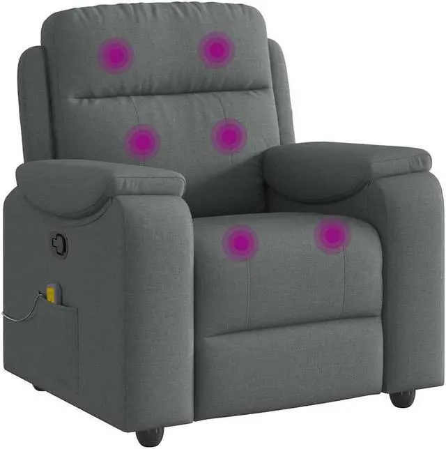 Alt view image 3 of 6 - vidaXL Massage Recliner Chair Dark Gray Fabric massage chair massage recliner
