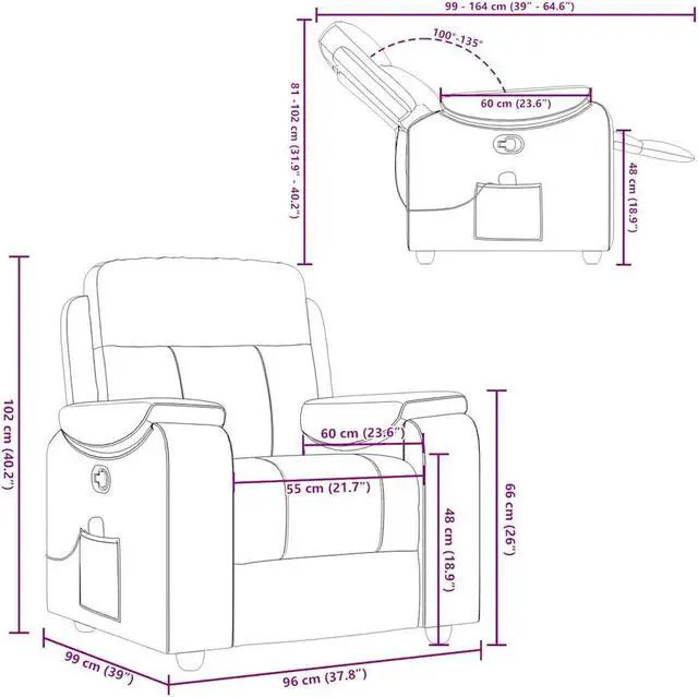 Alt view image 4 of 6 - vidaXL Massage Recliner Chair Dark Gray Fabric massage chair massage recliner