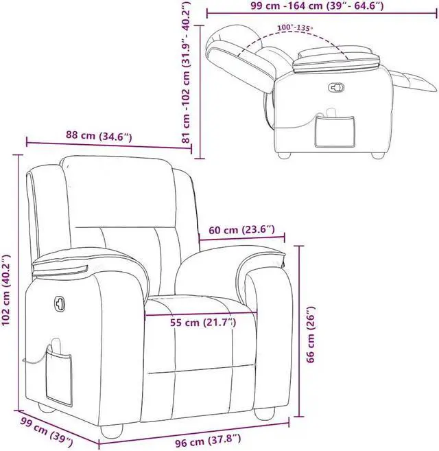 Alt view image 3 of 6 - vidaXL Massage Recliner Chair Dark Gray Fabric massage chair massage recliner