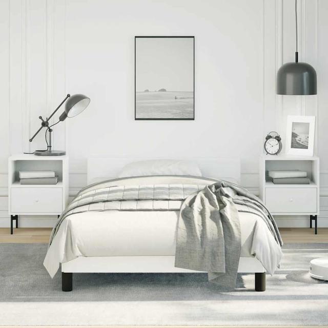 Main image of vidaXL Faux Leather Bed Frame Platform Bed , Scandinavian Style/Slats Support/No Box Spring Needed/Without Mattress/Easy Assembly, White Twin Bed