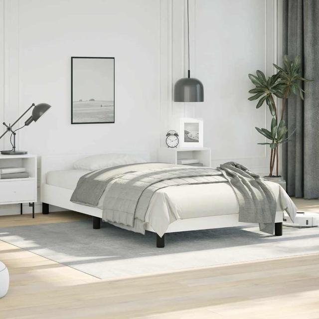 Alt view image 4 of 7 - vidaXL Faux Leather Bed Frame Platform Bed , Scandinavian Style/Slats Support/No Box Spring Needed/Without Mattress/Easy Assembly, White Twin Bed