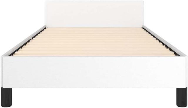Alt view image 7 of 7 - vidaXL Faux Leather Bed Frame Platform Bed , Scandinavian Style/Slats Support/No Box Spring Needed/Without Mattress/Easy Assembly, White Twin Bed