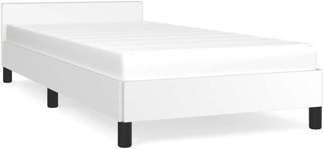 Alt view image 3 of 7 - vidaXL Faux Leather Bed Frame Platform Bed , Scandinavian Style/Slats Support/No Box Spring Needed/Without Mattress/Easy Assembly, White Twin Bed