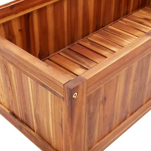 Alt view image 6 of 7 - vidaXL Garden Raised Bed with Trellis, Wooden Raised Flower Bed for Flowers and Plants, Solid Acacia Wood Planter, Outdoor and Indoor Use, Brown