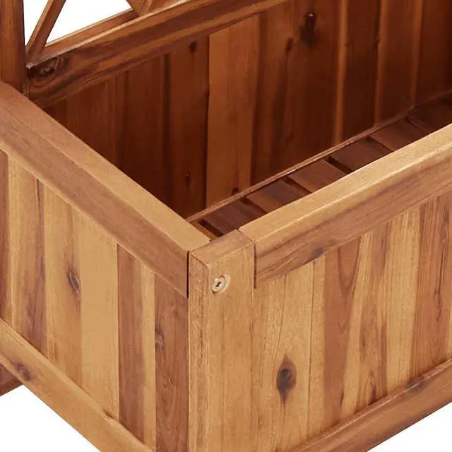 Alt view image 7 of 7 - vidaXL Garden Raised Bed with Trellis, Wooden Raised Flower Bed for Flowers and Plants, Solid Acacia Wood Planter, Outdoor and Indoor Use, Brown