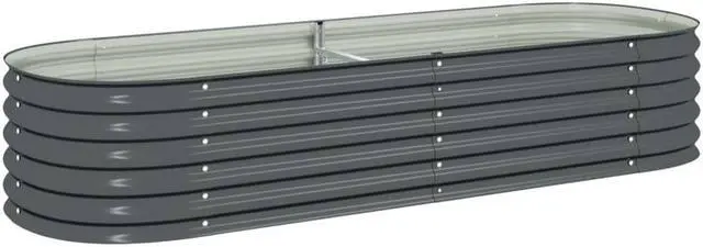 Alt view image 2 of 7 - vidaXL Garden Raised Bed Galvanized Steel, Oval Garden Planter for Flowers and Planters, Bottomless Raised Flower Bed, Weather-resistant, Gray, 94.5"x31.5"x17.3"