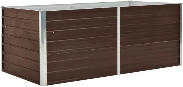Alt view image 2 of 7 - vidaXL Garden Raised Bed Galvanized Steel, Rectangular Garden Planter for Flowers and Planters, Raised Bed, Weather-resistant, Brown, 63"x31.5"x17.7"