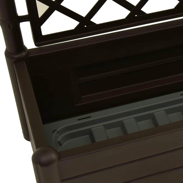 Alt view image 6 of 8 - vidaXL Garden Raised Bed with Trellis, Raised Bed for Flowers and Plants, Planter with Drainage Hole, Outdoor and Indoor Use, Mocha, 39.4"x16.9"x55.9" , PP