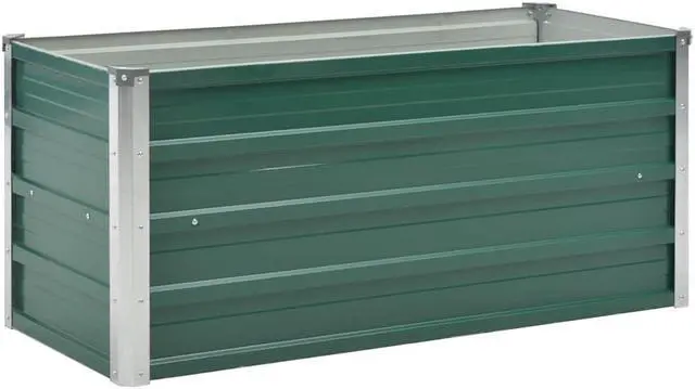 Alt view image 2 of 7 - vidaXL Garden Raised Bed Galvanized Steel, Rectangular Garden Planter for Flowers and Planters, Bottomless Raised Flower Bed, Weather-resistant, Green, 39.4"x15.7"x17.7"