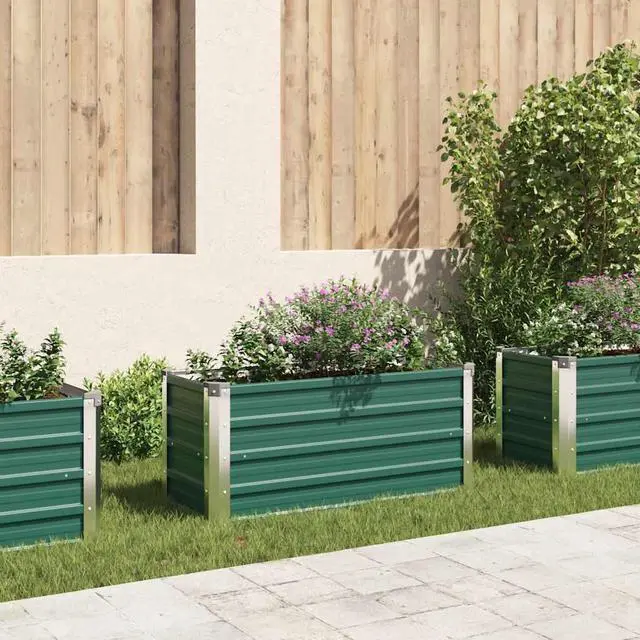 Main image of vidaXL Garden Raised Bed Galvanized Steel, Rectangular Garden Planter for Flowers and Planters, Bottomless Raised Flower Bed, Weather-resistant, Green, 39.4"x15.7"x17.7"