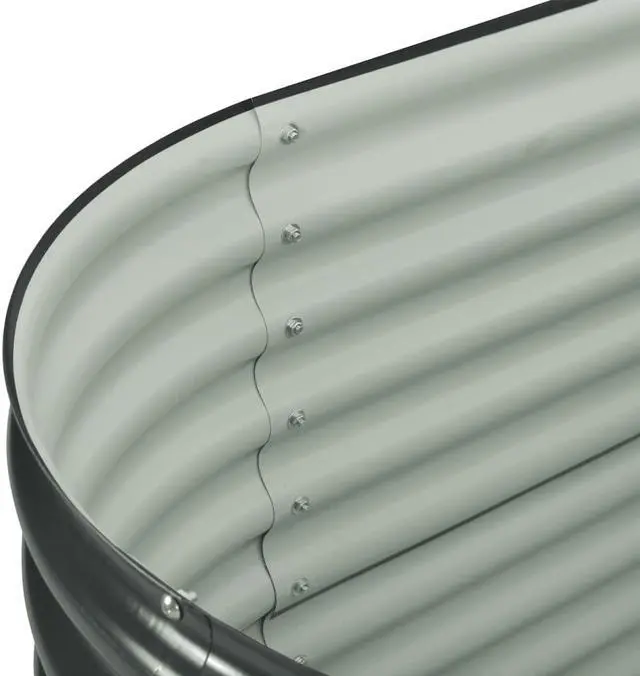 Alt view image 6 of 7 - vidaXL Garden Raised Bed Galvanized Steel, Oval Garden Planter for Flowers and Planters, Bottomless Raised Flower Bed, Weather-resistant, Gray, 63"x31.5"x31.9"