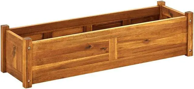 Alt view image 2 of 7 - vidaXL Garden Raised Bed, Wooden Raised Flower Bed for Flowers and Plants, Solid Acacia Wood Planter, Outdoor and Indoor Use, Brown
