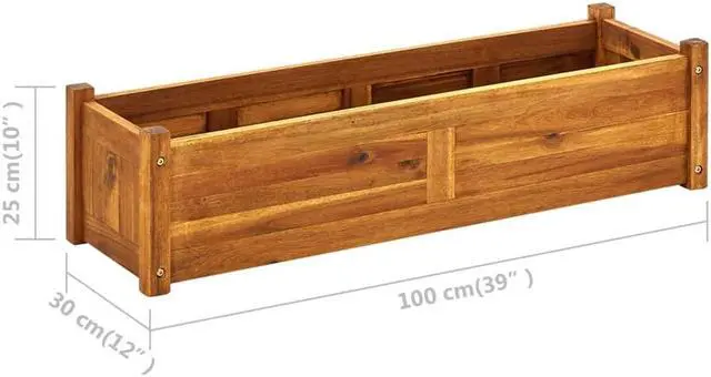 Alt view image 7 of 7 - vidaXL Garden Raised Bed, Wooden Raised Flower Bed for Flowers and Plants, Solid Acacia Wood Planter, Outdoor and Indoor Use, Brown