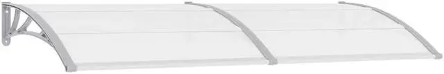 Alt view image 2 of 7 - vidaXL Door Canopy, Front Door Canopy for Protection, Porch Canopy for Outdoor, Weather-resistant Polycarbonate Cover, 94.5''x31.5'', Gray and Transparent