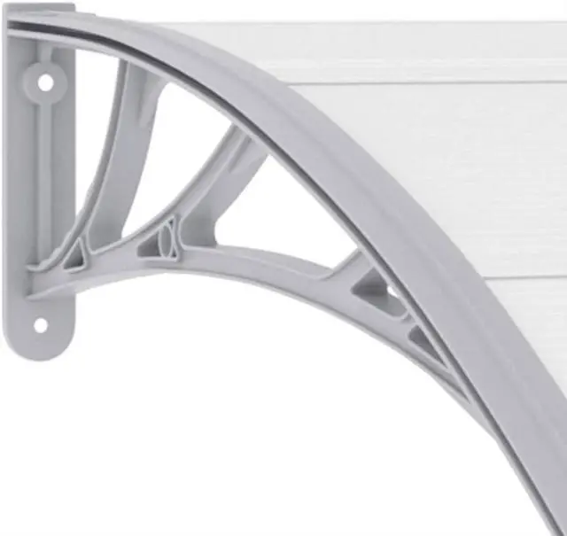 Alt view image 6 of 7 - vidaXL Door Canopy, Front Door Canopy for Protection, Porch Canopy for Outdoor, Weather-resistant Polycarbonate Cover, 94.5''x31.5'', Gray and Transparent