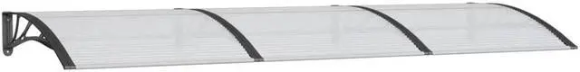 Alt view image 2 of 7 - vidaXL Door Canopy, Front Door Canopy for Protection, Porch Canopy for Outdoor, Weather-Resistant Polycarbonate Cover, 118,1''x39,4'', Black
