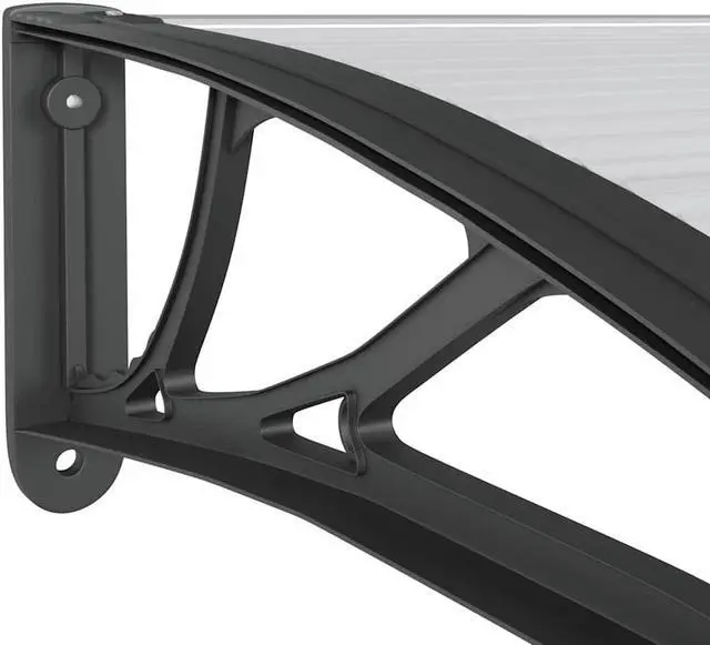 Alt view image 6 of 7 - vidaXL Door Canopy, Front Door Canopy for Protection, Porch Canopy for Outdoor, Weather-Resistant Polycarbonate Cover, 118,1''x39,4'', Black