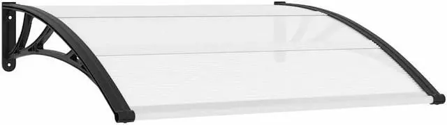 Alt view image 2 of 7 - vidaXL Door Canopy, Front Door Canopy for Protection, Porch Canopy for Outdoor, Weather-resistant Polycarbonate Cover, 47.2''x31.5'', Black and Transparent