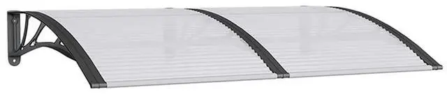Alt view image 2 of 7 - vidaXL Door Canopy, Front Door Canopy for Protection, Porch Canopy for Outdoor, Weather-Resistant Polycarbonate Cover, 59,1''x39,4'', Black