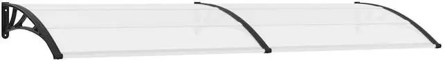 Alt view image 2 of 7 - vidaXL Door Canopy, Front Door Canopy for Protection, Porch Canopy for Outdoor, Weather-resistant Polycarbonate Cover, 118.1"x31.5", Black and Transparent