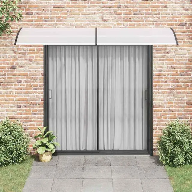Alt view image 3 of 7 - vidaXL Door Canopy, Front Door Canopy for Protection, Porch Canopy for Outdoor, Weather-resistant Polycarbonate Cover, 118.1"x31.5", Black and Transparent