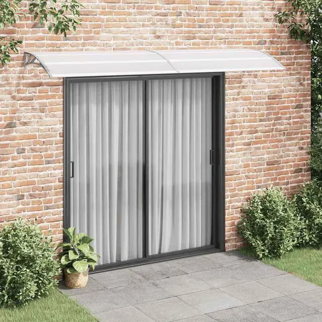 Main image of vidaXL Door Canopy, Front Door Canopy for Protection, Porch Canopy for Outdoor, Weather-resistant Polycarbonate Cover, 118.1"x31.5", Gray and Transparent