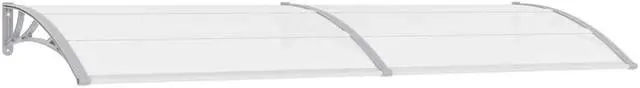Alt view image 2 of 7 - vidaXL Door Canopy, Front Door Canopy for Protection, Porch Canopy for Outdoor, Weather-resistant Polycarbonate Cover, 118.1"x31.5", Gray and Transparent