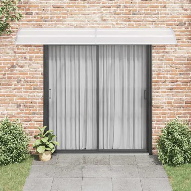 Alt view image 3 of 7 - vidaXL Door Canopy, Front Door Canopy for Protection, Porch Canopy for Outdoor, Weather-resistant Polycarbonate Cover, 118.1"x31.5", Gray and Transparent
